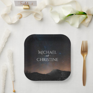 Night sky wedding under the stars paper plates