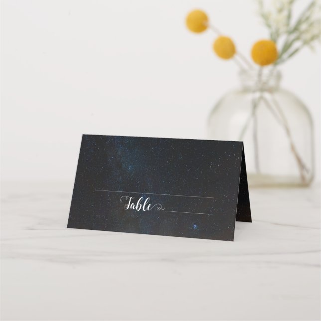 Night sky wedding under the stars place card (Front)