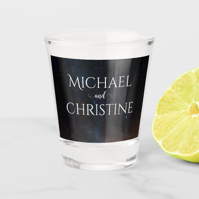 Night sky wedding under the stars shot glass (Front)