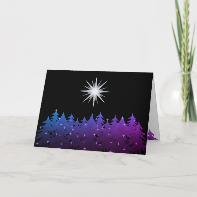 Night Sky White Star Universal Christmas Holiday Card (Front)