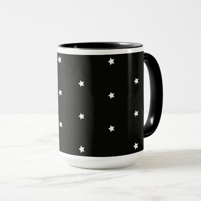 Night Sky, white stars at midnight, Mug (Front Right)