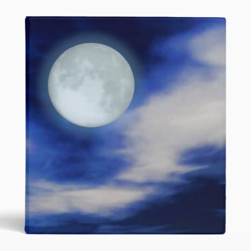 Night Sky with Moon and Clouds 3 Ring Binder