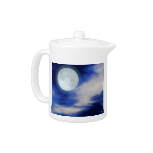 Night Sky with Moon and Clouds Teapot