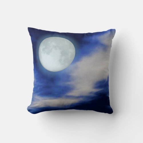 Night Sky with Moon and Clouds Throw Pillow