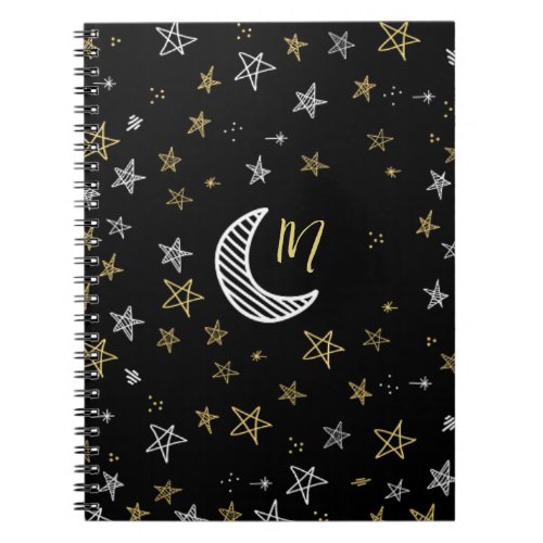 Night Sky With Moon And Stars Notebook