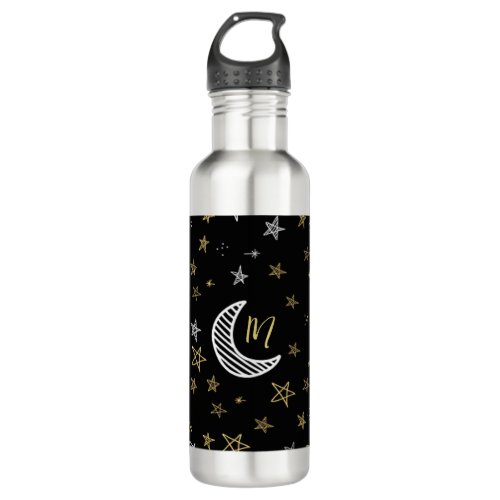 Night Sky With Moon And Stars Stainless Steel Water Bottle