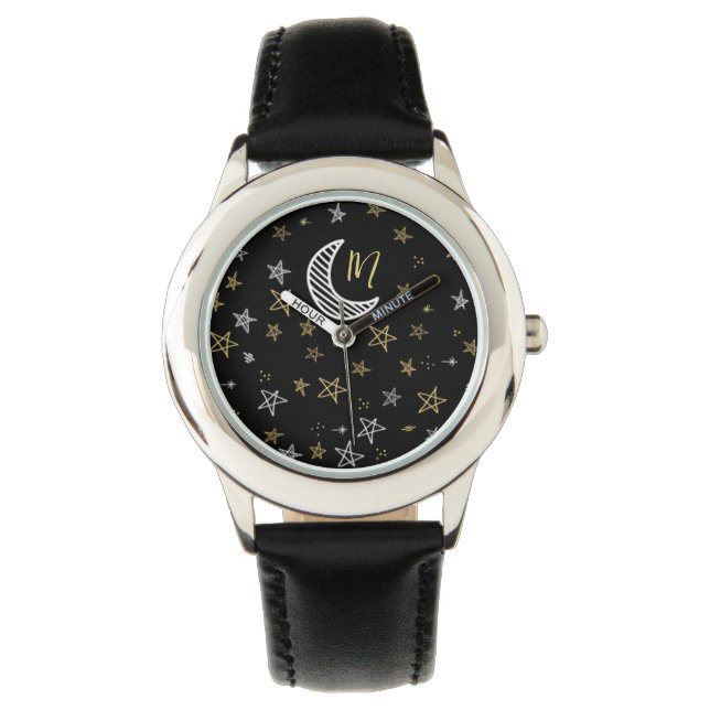 Night Sky With Moon And Stars Watch (Front)