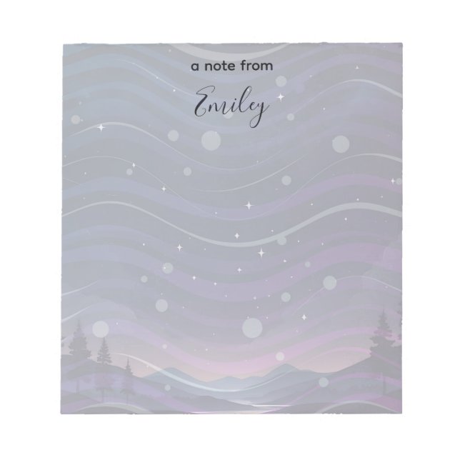 Night Sky with Stars and Mountains Personalized Notepad (Front)