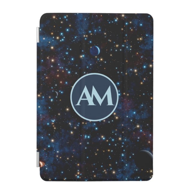 Night sky with stars and planets personalized iPad mini cover (Front)