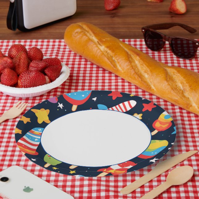 Night Sky with Stars and Popsicles Design Paper Plates (Picnic)