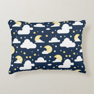 Night Sky with Stars, Moon and Clouds Accent Pillow