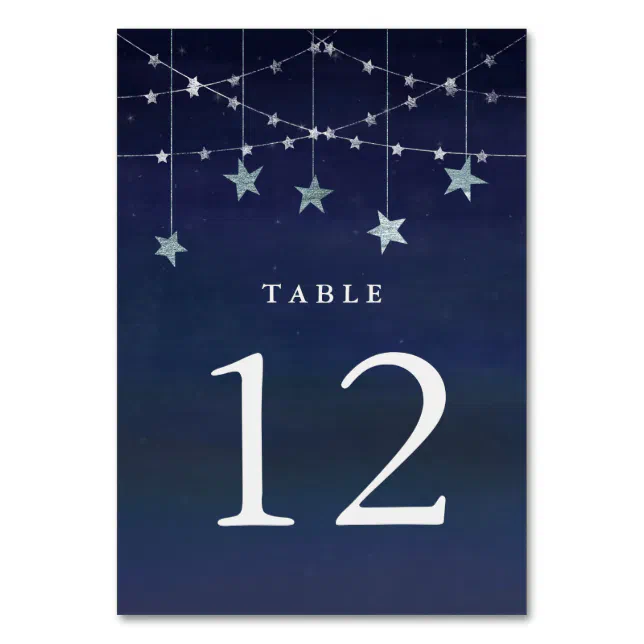 Night Sky with Whimsical Garlands of Stars Table Number | Zazzle