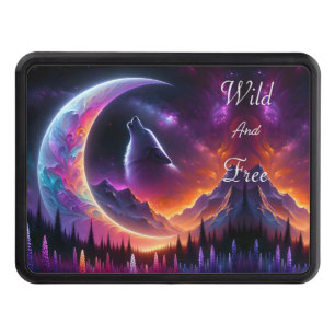  Night Sky Wolf Crescent Moon Lavender Hitch Cover