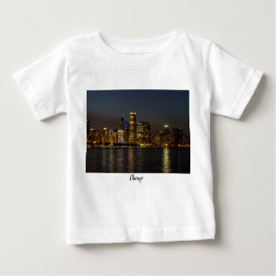 Night Skyline Chicago Pano Baby T-Shirt