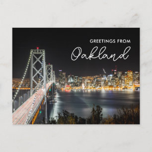 Night Skyline Greetings from Oakland Postcard