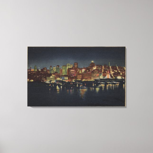 Night Skyline of "The Queen City of the Canvas Print (Front)