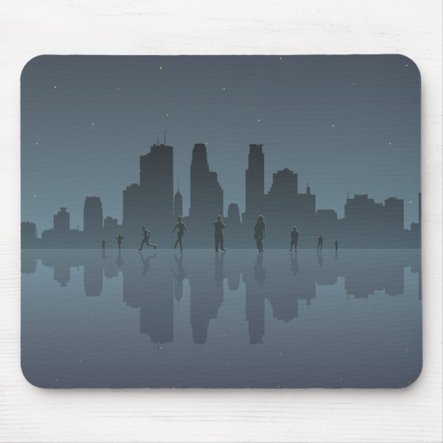 Night Skyline & Silhouettes Mouse Pad (Front)
