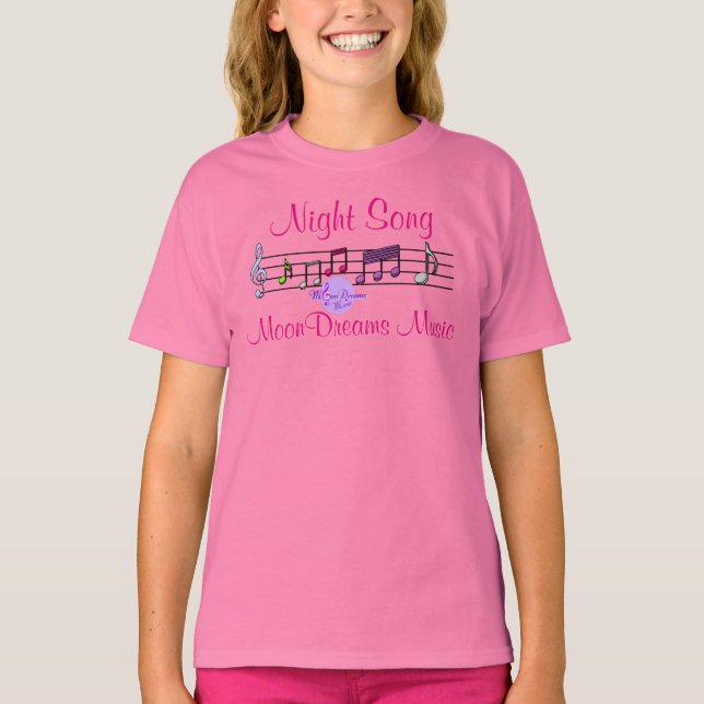 Night Song Pink Girl's T-Shirt (Front)
