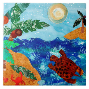 Night Songs Turtle Island Ceramic Tile