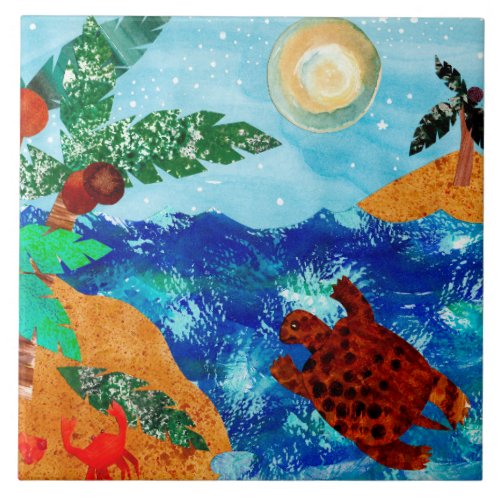 Night Songs Turtle Island Ceramic Tile