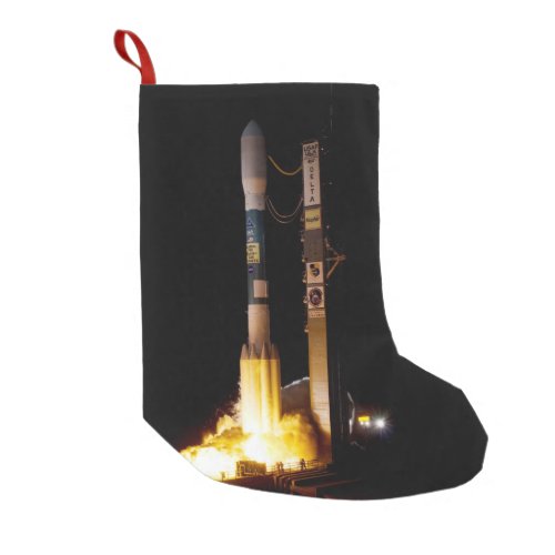 Night Space Rocket Launch Small Christmas Stocking