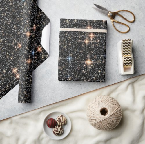Night Sparkle Stars Wrapping Paper