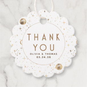 Night Star Celestial Mystical White Thank You Favor Tags