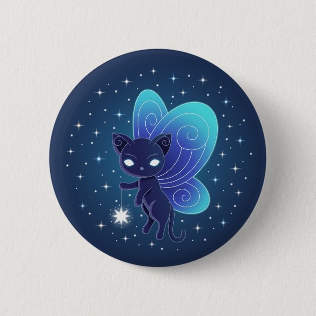 Night Star Fairy Pixie Cat Button (Front)