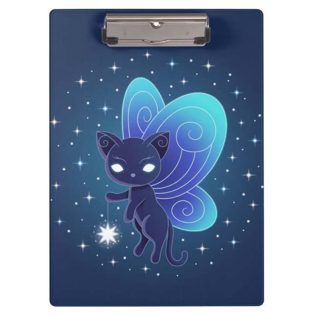 Night Star Fairy Pixie Cat Clipboard (Front)