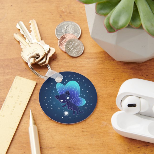 Night Star Fairy Pixie Cat Keychain (Desk)