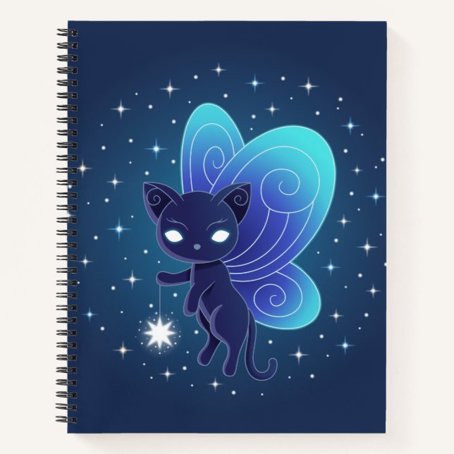 Night Star Fairy Pixie Cat Notebook (Front)