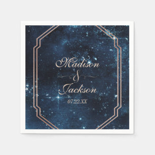 Night Star Sky Celestial Galaxy Monogram Wedding Napkins