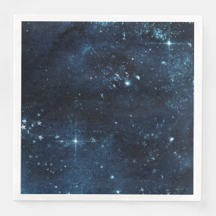 Night Star Sky Celestial Galaxy Watercolor Wedding Paper Dinner Napkins