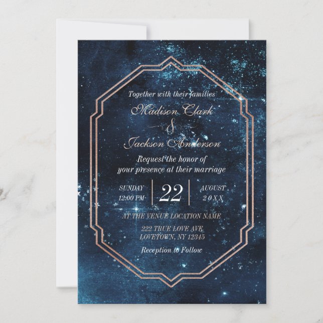 Night Star Sky Celestial Galaxy Wedding Invitation (Front)