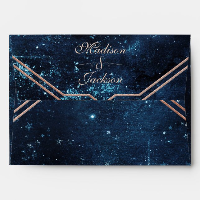 Night Star Sky Celestial Galaxy Wedding Monogram Envelope (Back (Top Flap))