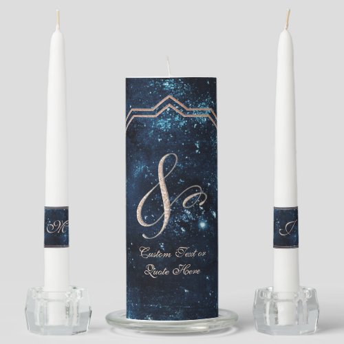 Night Star Sky Celestial Galaxy Wedding Monogram Unity Candle Set