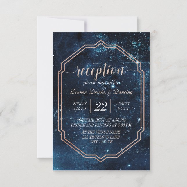 Night Star Sky Celestial Galaxy Wedding Reception Invitation (Front)