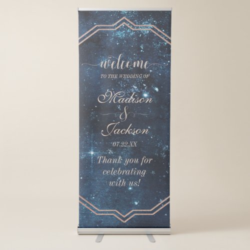 Night Star Sky Celestial Galaxy Wedding Welcome Retractable Banner