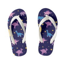 Night Stars and Dinosaurs Pattern Kid's Flip Flops Night Stars and Dinosaurs Pattern Kid's Flip Flops