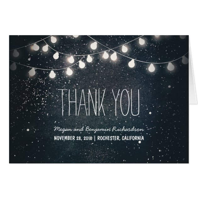 Night Stars And String Lights Wedding Thank You Card