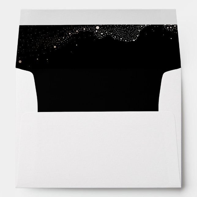Night Stars Black Wedding Envelope (Back (Bottom))