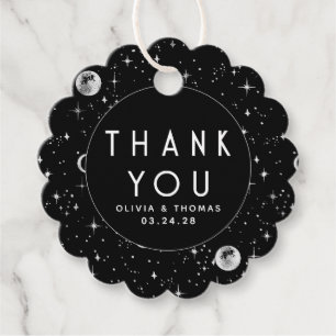 Night Stars Celestial Mystical Black Thank You Favor Tags