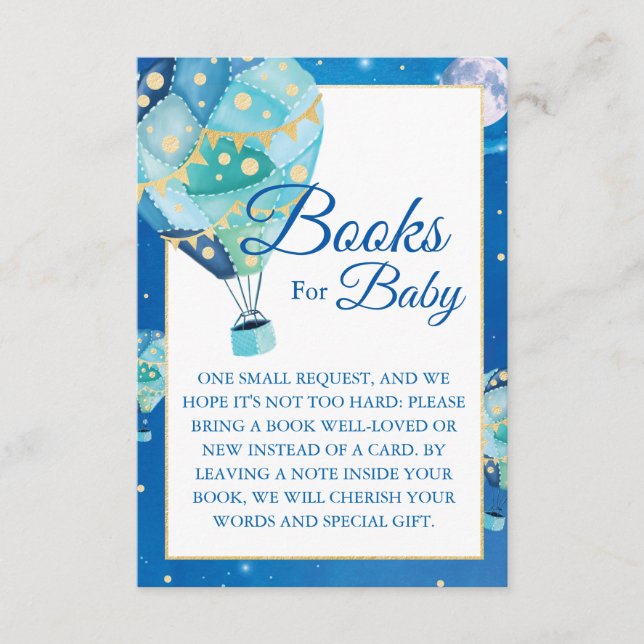 Night Stars Hot Air Balloon Books For Baby Enclosure Card (Front)