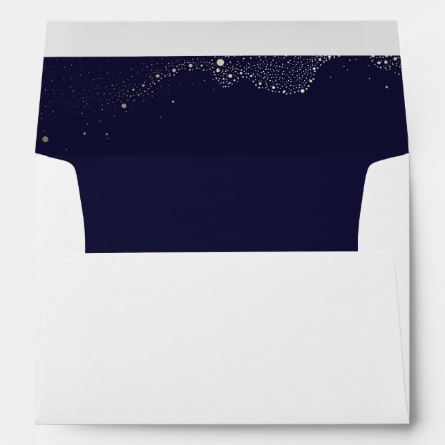 Night Stars Navy Blue Wedding Envelope (Back (Bottom))