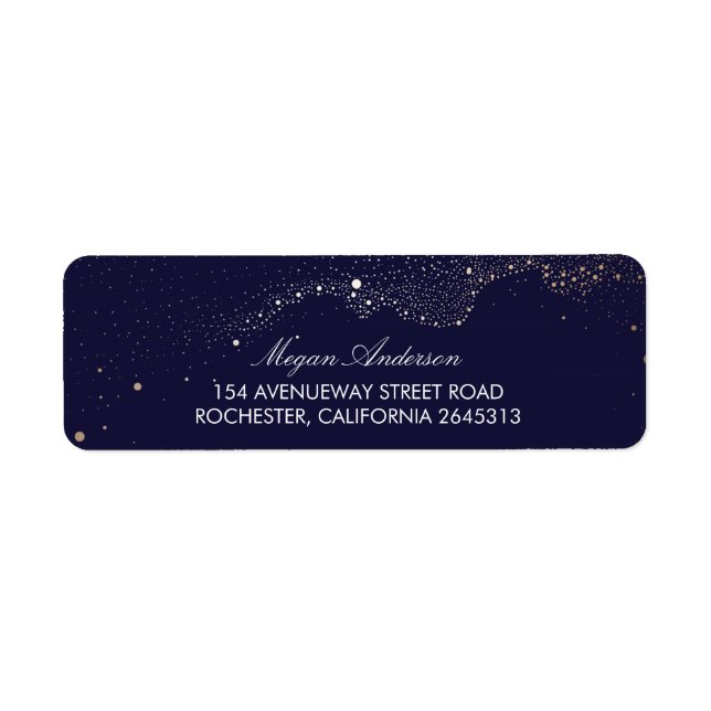 Night Stars Navy Wedding Label (Front)