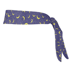 Night Stars & Quarter Moon Blue & Gold Tie Headband