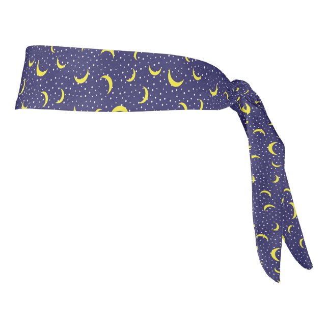 Night Stars & Quarter Moon Blue & Gold Tie Headband (Rotate 90)