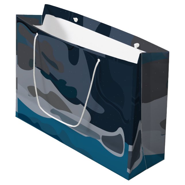 Night Stars Sky Clouds Birthday Large Gift Bag (Front Angled)