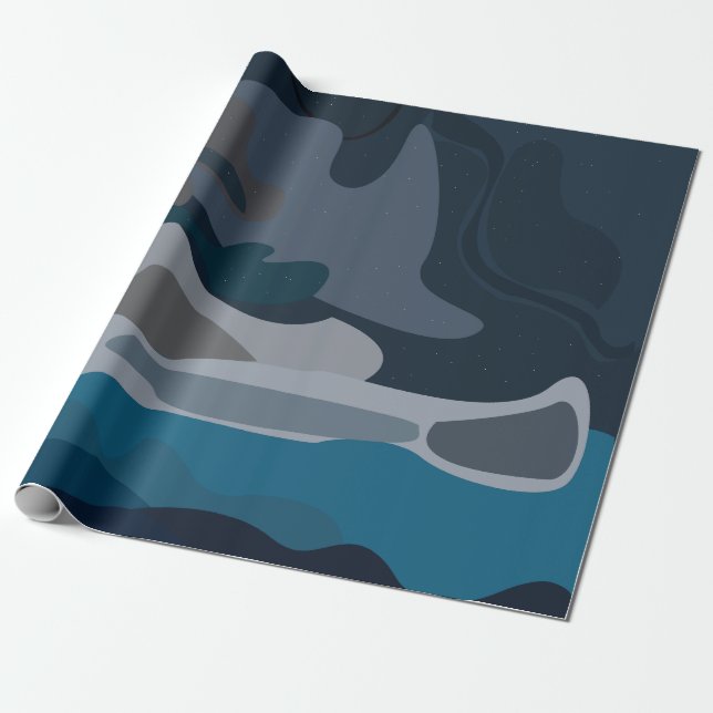 Night Stars Sky Clouds Birthday Wrapping Paper (Unrolled)