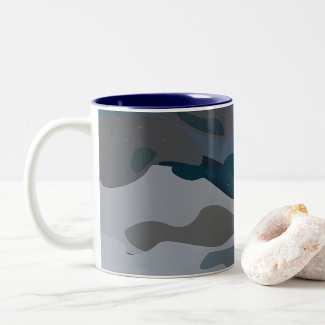 Night Stars Sky  Two-Tone Coffee Mug (With Donut)